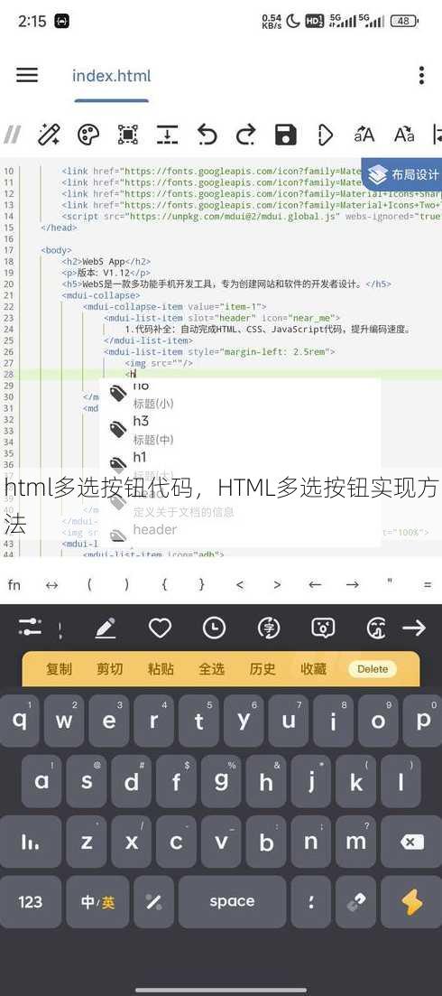 html多选按钮代码