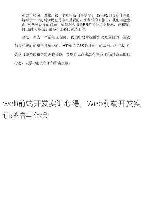 web前端开发实训心得