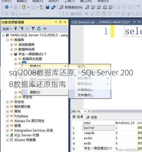 sql2008数据库还原