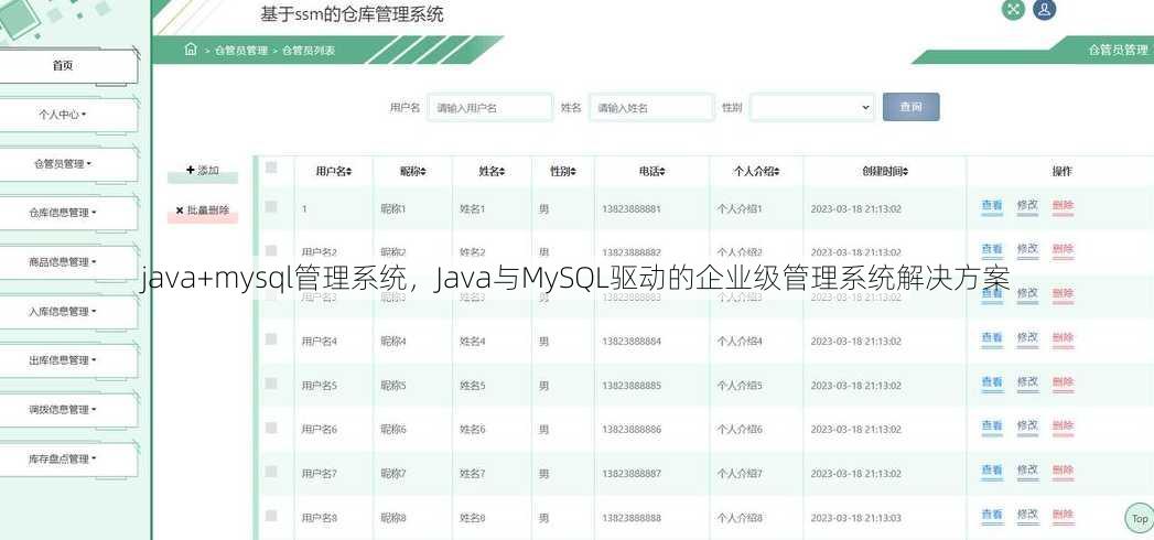 java+mysql管理系统