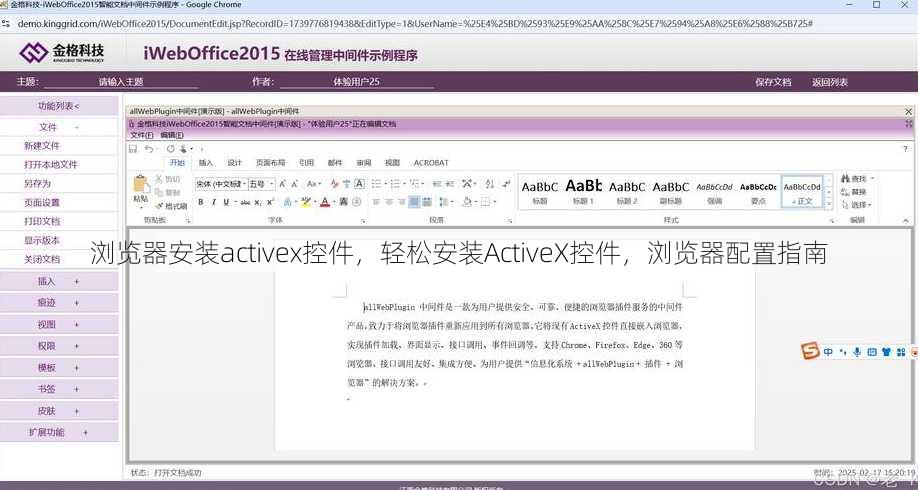 浏览器安装activex控件