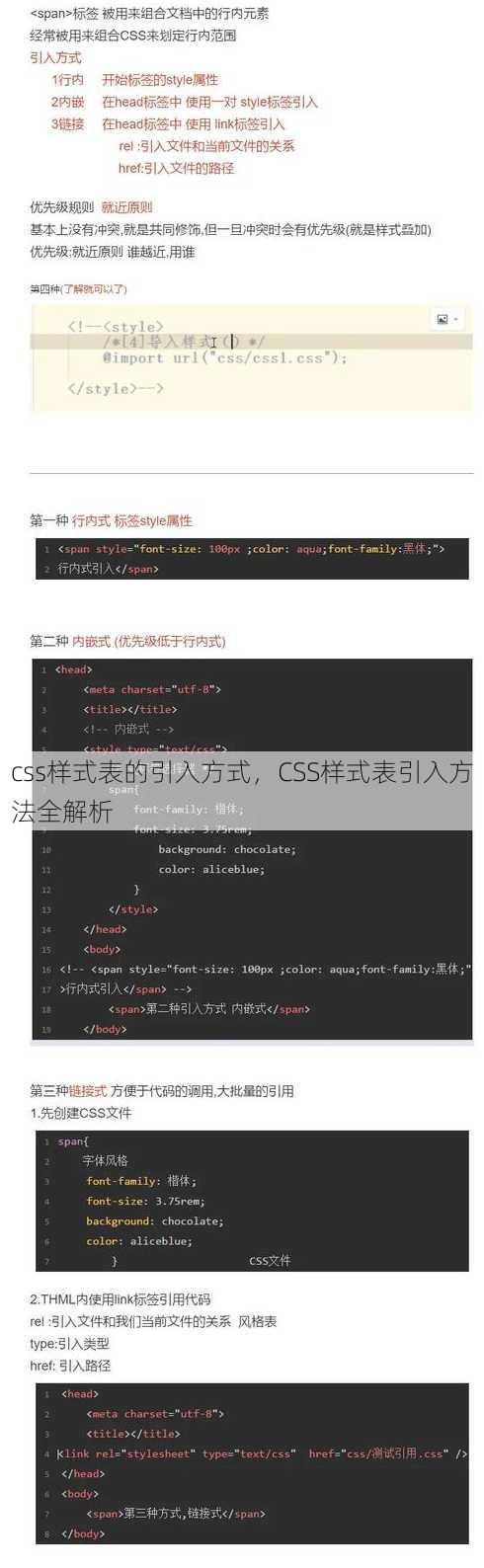 css样式表的引入方式