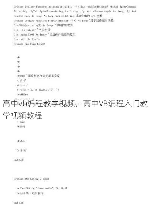 高中vb编程教学视频