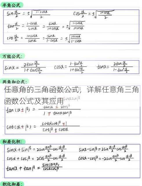 任意角的三角函数公式