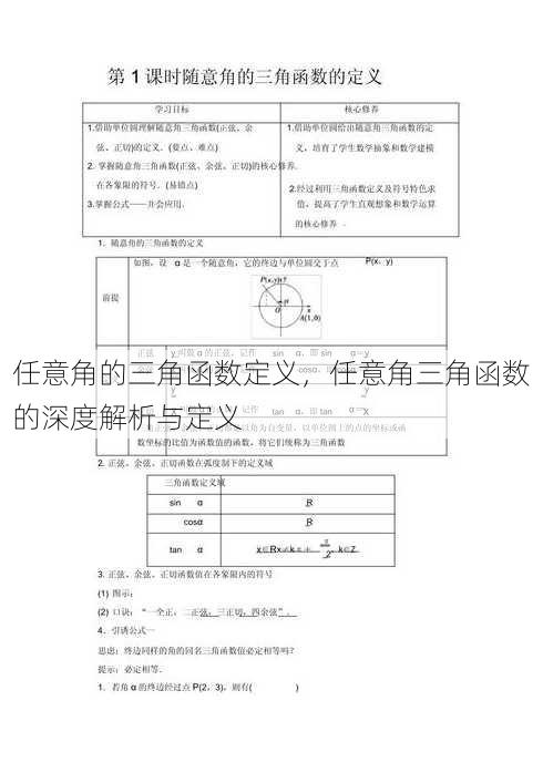 任意角的三角函数定义
