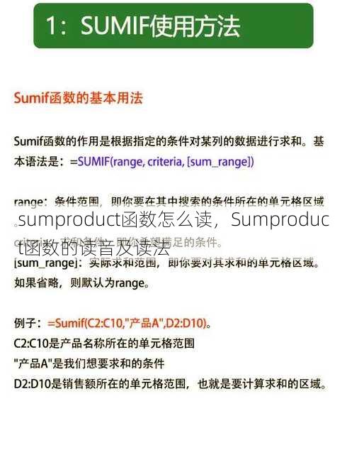 sumproduct函数怎么读