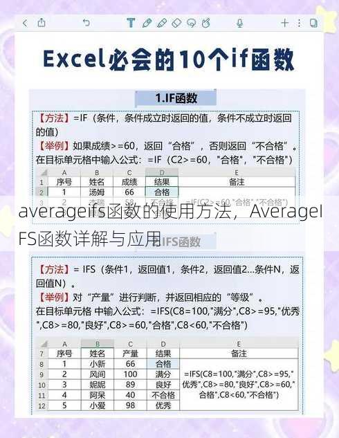 averageifs函数的使用方法