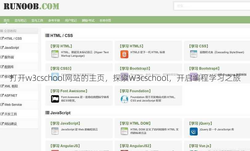 打开w3cschool网站的主页