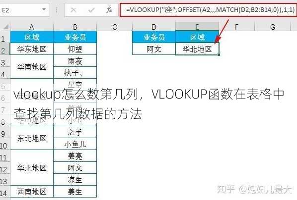 vlookup怎么数第几列