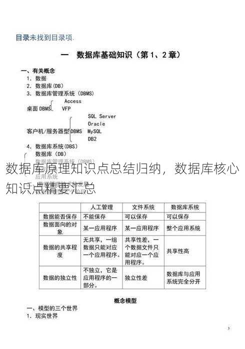 数据库原理知识点总结归纳