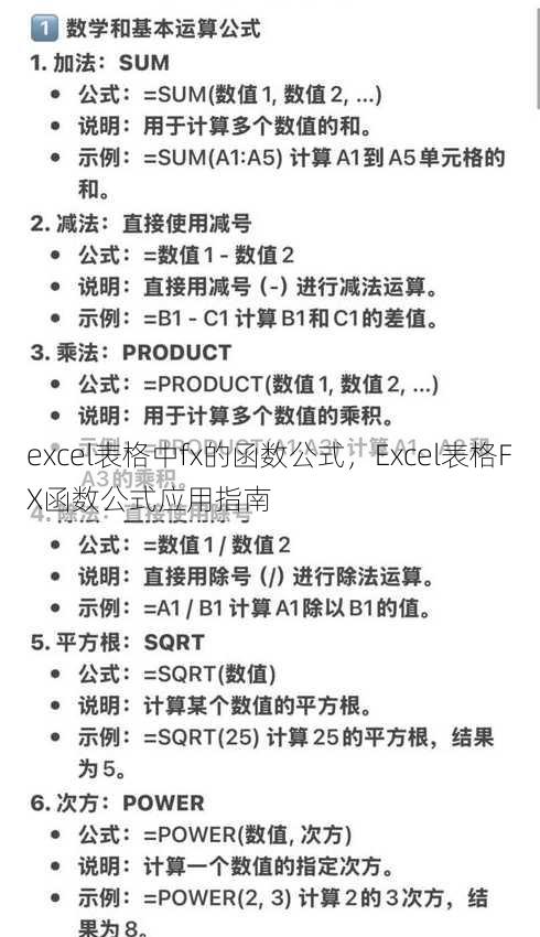 excel表格中fx的函数公式