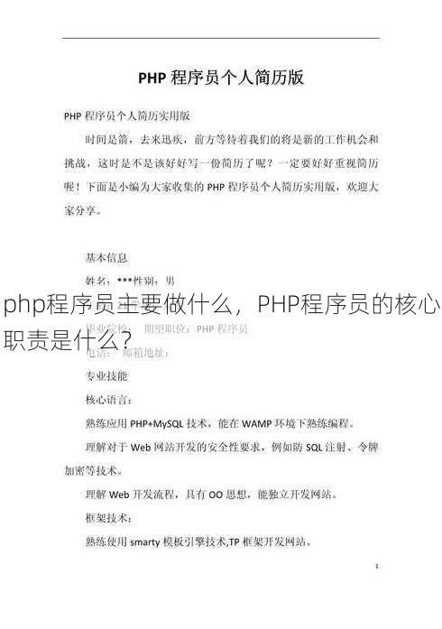 php程序员主要做什么