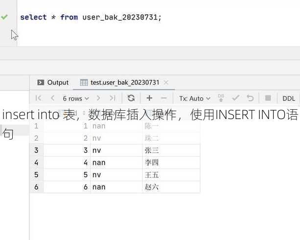 insert into 表