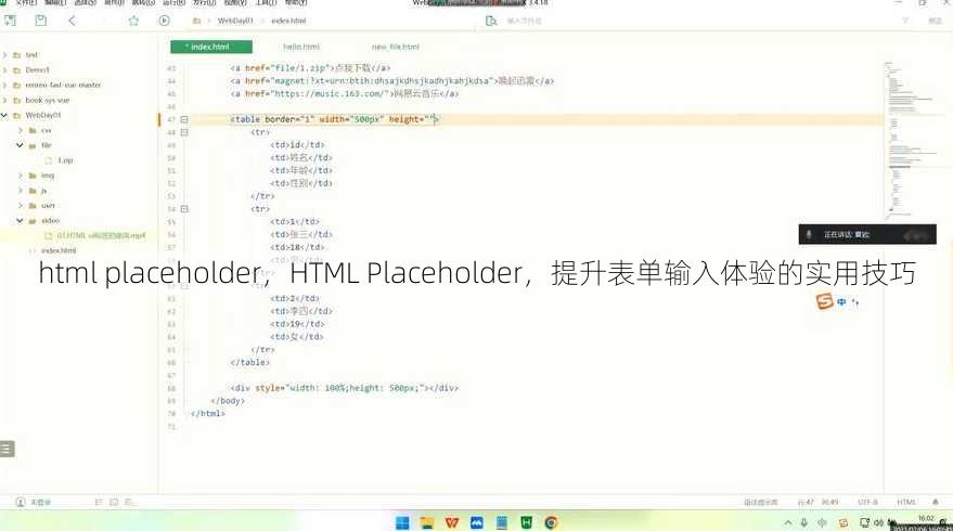 html placeholder