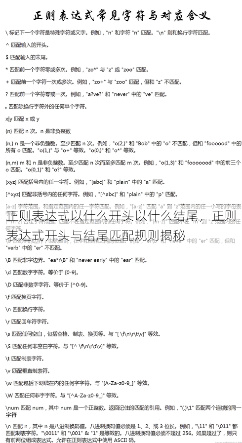 正则表达式以什么开头以什么结尾