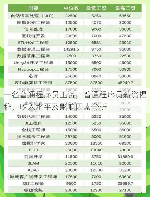 一名普通程序员工资