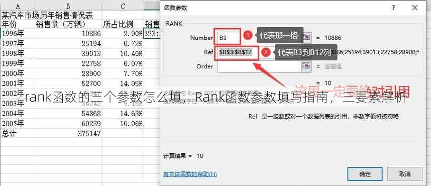 rank函数的三个参数怎么填