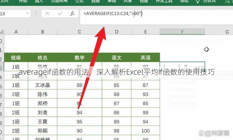averageif函数的用法