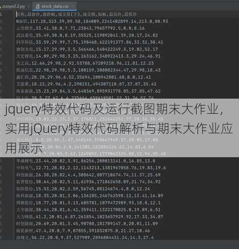 jquery特效代码及运行截图期末大作业