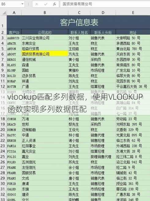 vlookup匹配多列数据