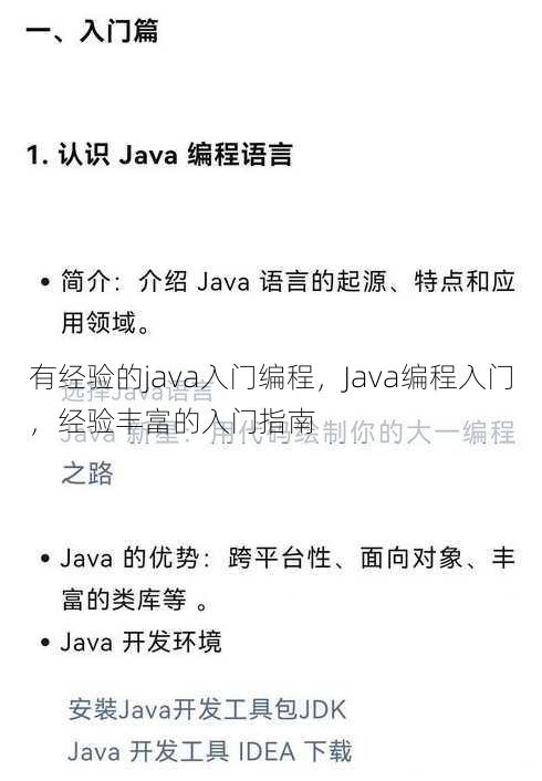 有经验的java入门编程