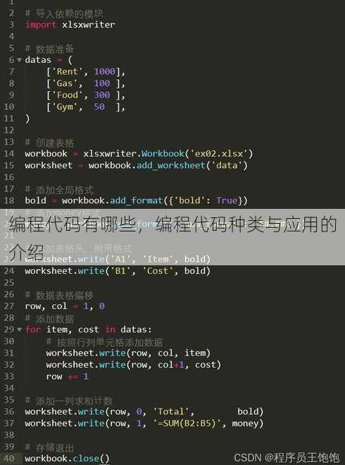 编程代码有哪些