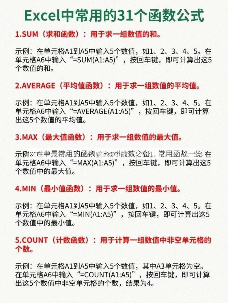 excel中最常用的函数