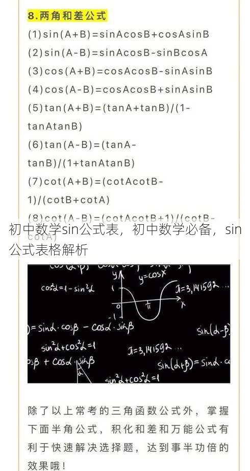 初中数学sin公式表