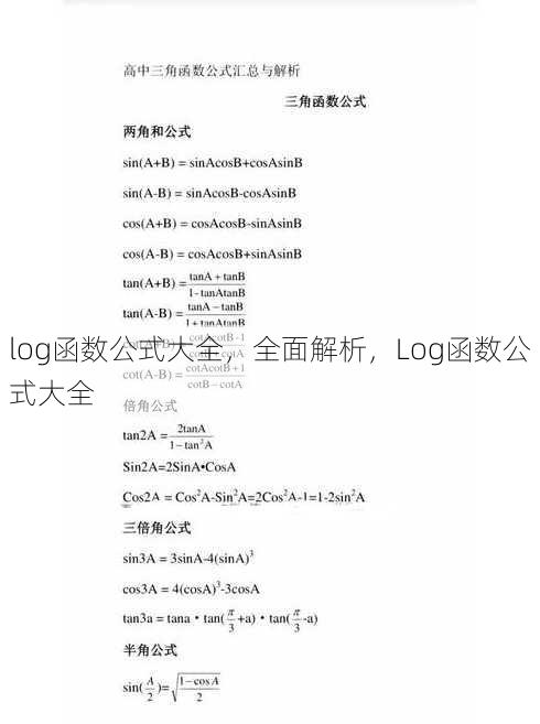 log函数公式大全