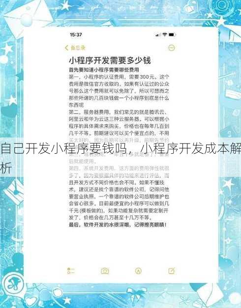 自己开发小程序要钱吗