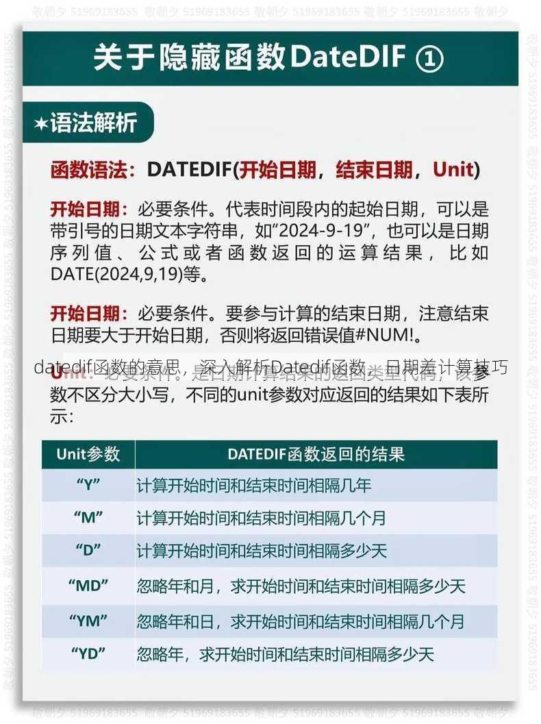 datedif函数的意思