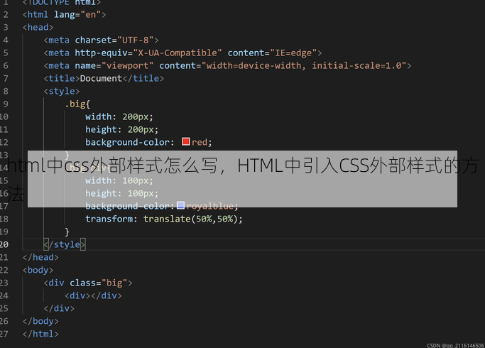html中css外部样式怎么写