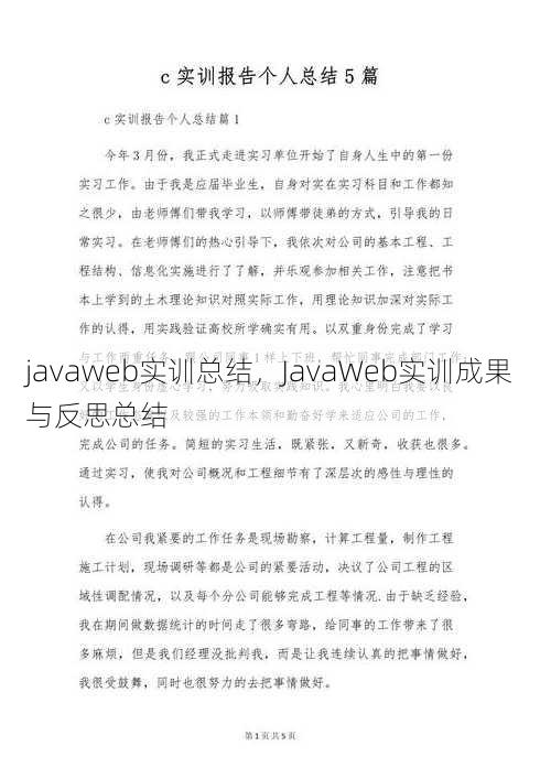 javaweb实训总结