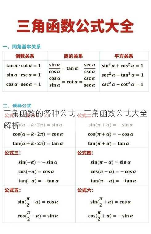三角函数的各种公式