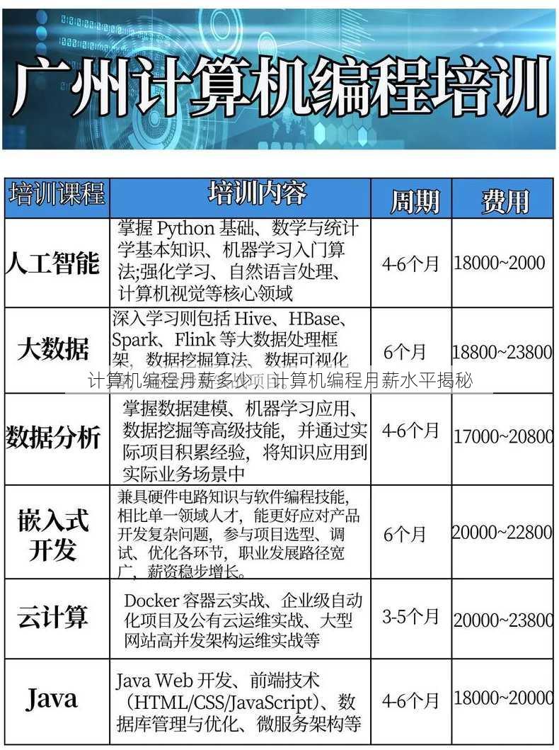 计算机编程月薪多少