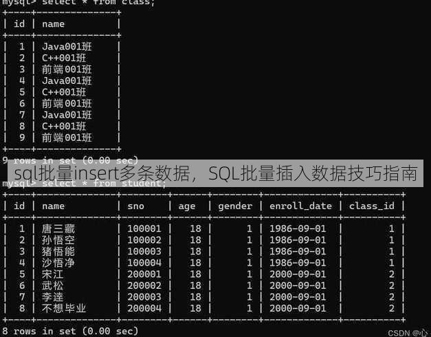 sql批量insert多条数据