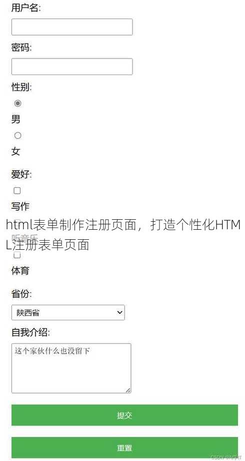 html表单制作注册页面