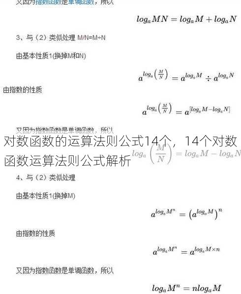 对数函数的运算法则公式14个