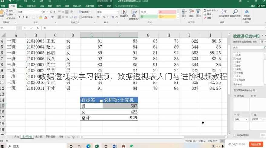 数据透视表学习视频