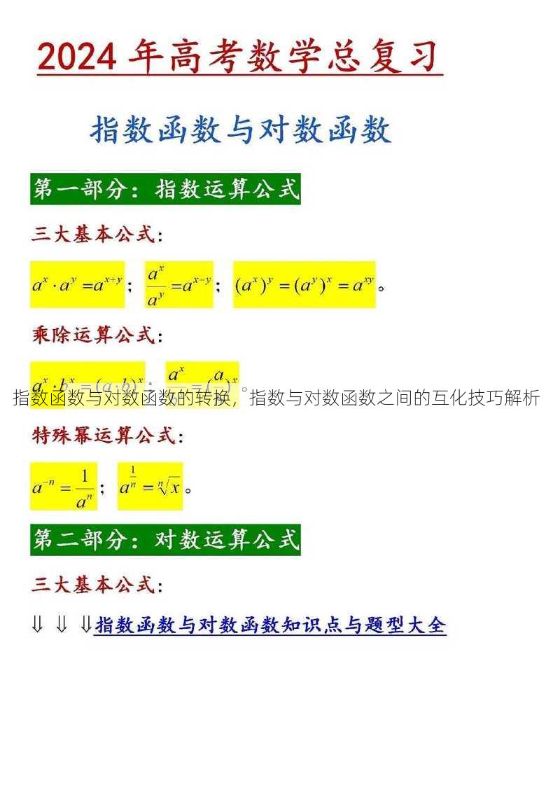 指数函数与对数函数的转换