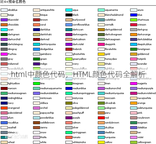 html中颜色代码