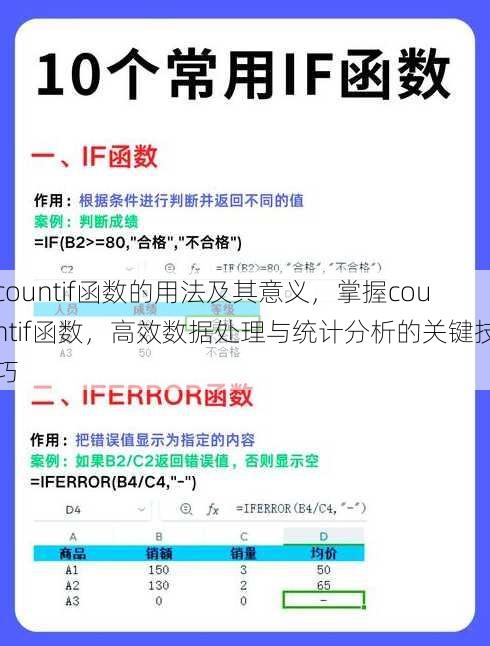 countif函数的用法及其意义