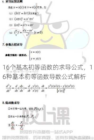 16个基本初等函数的求导公式