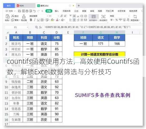 countifs函数使用方法