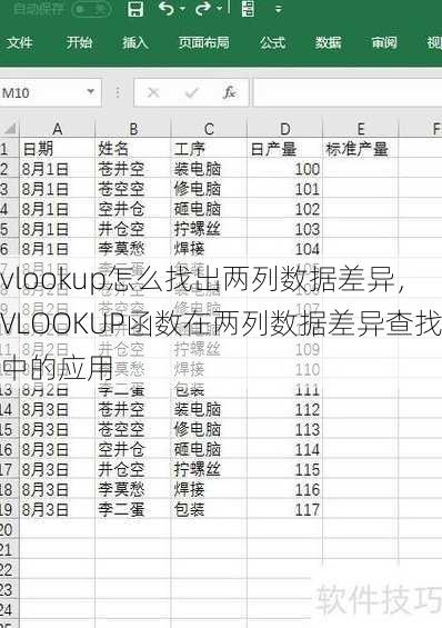 vlookup怎么找出两列数据差异