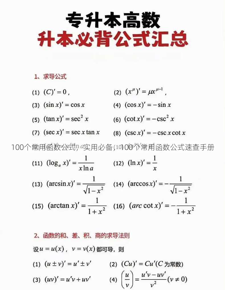 100个常用函数公式