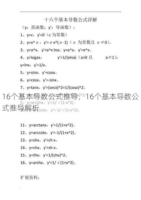 16个基本导数公式推导