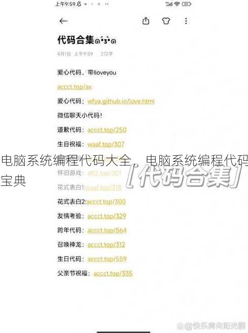 电脑系统编程代码大全