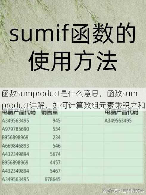函数sumproduct是什么意思