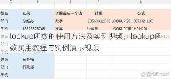 lookup函数的使用方法及实例视频